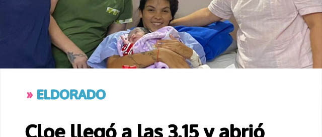 Cloe llegó a las 3.15 y abrió el 2026 en Misiones: también nació el segundo bebé del año